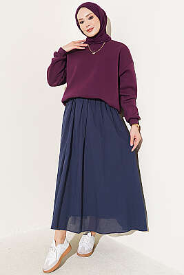 Üç İplik Şardonlu Sweatshirt Mürdüm - Tunik
