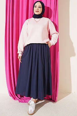 Üç İplik Şardonlu Sweatshirt Pembe - Tunik