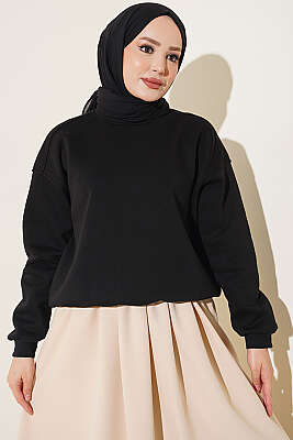 Üç İplik Şardonlu Sweatshirt Siyah - DESTİNA