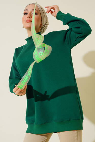 Üç İplik Yarım Balıkçı Yaka Tunik Zümrüt - Tunik