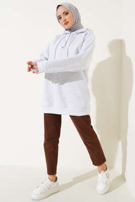 Üç İplik Yarım Çıtçıtlı Sweatshirt Gri - 300-500 TL Ürünler