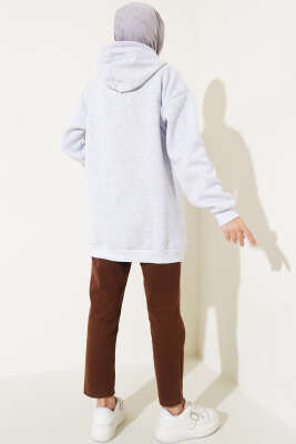 Üç İplik Yarım Çıtçıtlı Sweatshirt Gri - 300-500 TL Ürünler