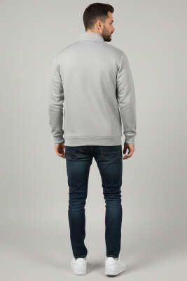 Üç İplik Yarım Fermuar Erkek Sweatshirt Gri - Erkek Sweatshirt
