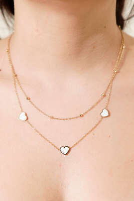 Üç Kalpli Kolye Gold - DEMİR BİJUTERİ