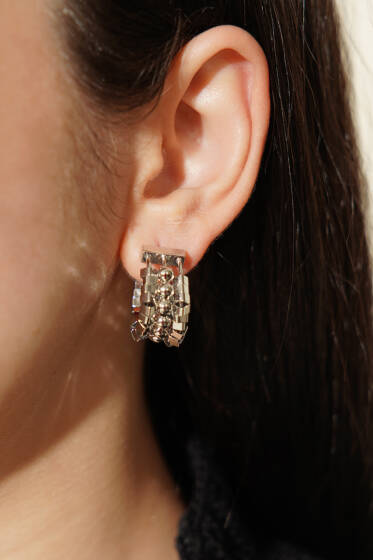 Üç Sıralı Küpe Gümüş - Küpe