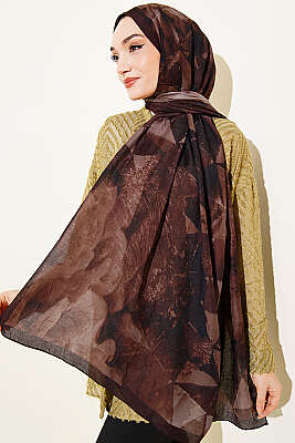 Üçgen Desen Bambu Kraş Şal Acı Kahve - Başörtüsü