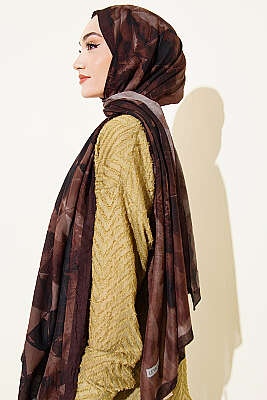 Üçgen Desen Bambu Kraş Şal Acı Kahve - Başörtüsü