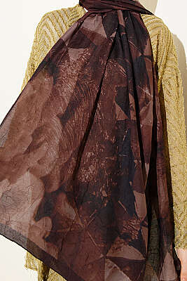 Üçgen Desen Bambu Kraş Şal Acı Kahve - Başörtüsü