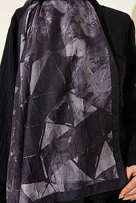 Üçgen Desen Bambu Kraş Şal Antrasit - Başörtüsü