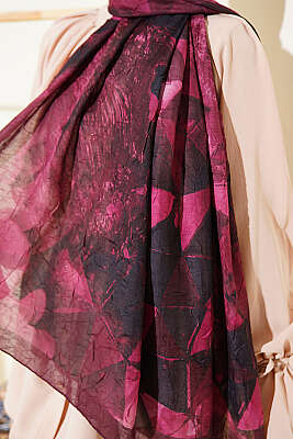 Üçgen Desen Bambu Kraş Şal Bordo - Başörtüsü