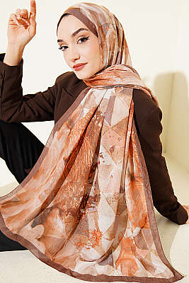 Üçgen Desen Bambu Kraş Şal Camel - Başörtüsü