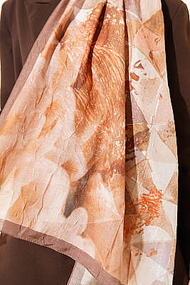 Üçgen Desen Bambu Kraş Şal Camel - Başörtüsü