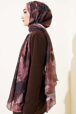 Üçgen Desen Bambu Kraş Şal Gül Kurusu - Başörtüsü