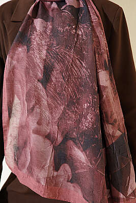 Üçgen Desen Bambu Kraş Şal Gül Kurusu - Başörtüsü