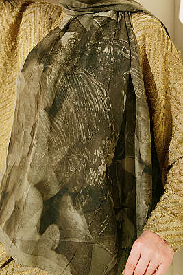 Üçgen Desen Bambu Kraş Şal Haki - Başörtüsü