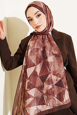 Üçgen Desen Bambu Kraş Şal Kahve - Başörtüsü