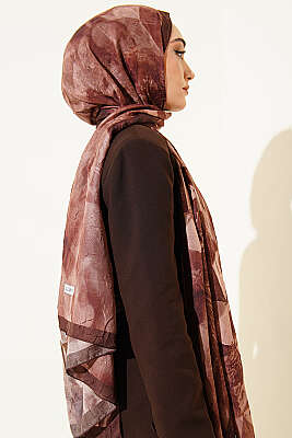 Üçgen Desen Bambu Kraş Şal Kahve - Başörtüsü