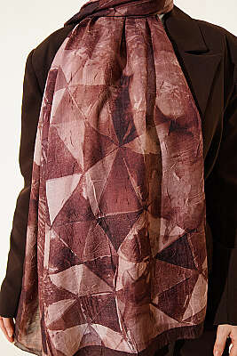 Üçgen Desen Bambu Kraş Şal Kahve - Başörtüsü