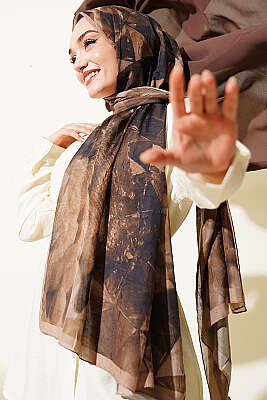 Üçgen Desen Bambu Kraş Şal Kum Bej - Başörtüsü