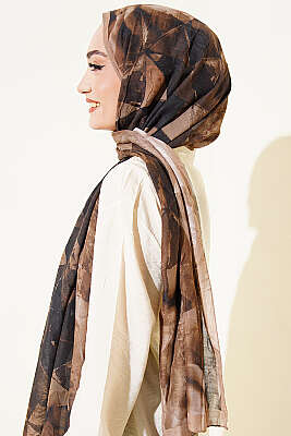 Üçgen Desen Bambu Kraş Şal Kum Bej - Başörtüsü
