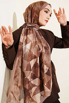 Üçgen Desen Bambu Kraş Şal Latte - ASSE BONE