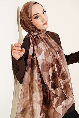 Üçgen Desen Bambu Kraş Şal Latte - Başörtüsü