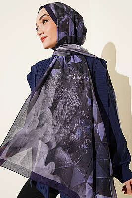 Üçgen Desen Bambu Kraş Şal Parlement - Başörtüsü