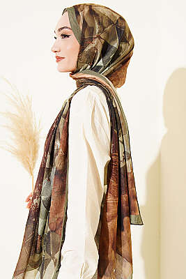 Üçgen Desen Bambu Kraş Şal Yeşil - Başörtüsü