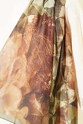 Üçgen Desen Bambu Kraş Şal Yeşil - Başörtüsü