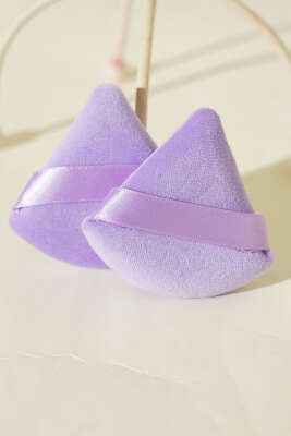 Üçgen Şekilli İkili Makyaj Süngeri Seti Lila - Makyaj Aksesuarları