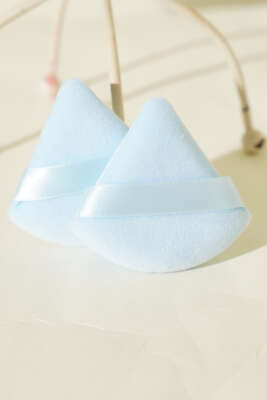 Üçgen Şekilli İkili Makyaj Süngeri Seti Mavi - Makyaj Aksesuarları