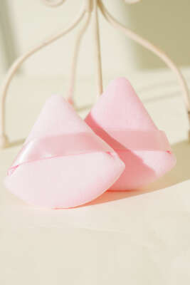 Üçgen Şekilli İkili Makyaj Süngeri Seti Pembe - Makyaj Aksesuarları