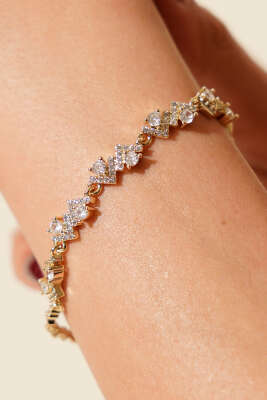 Üçgen Taş Detaylı Bileklik Gold - Günün Seçilenleri