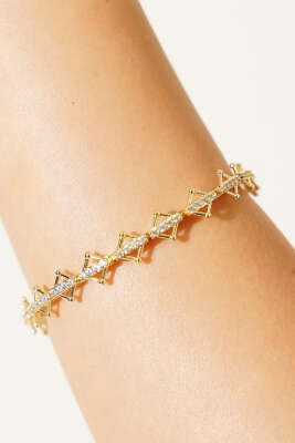 Üçgen Taşlı Su Yolu Bileklik Gold - Bileklik