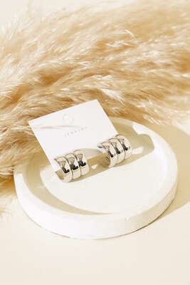 Üçlü Görünümlü Halka Küpe Gümüş - Yılın Fırsatı