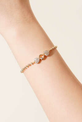 Üçlü Kalp Figürlü Dorika Bileklik Gold - DEMİR BİJUTERİ