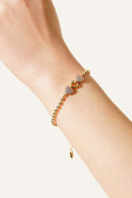 Üçlü Kalp Figürlü Dorika Bileklik Pembe - DEMİR BİJUTERİ