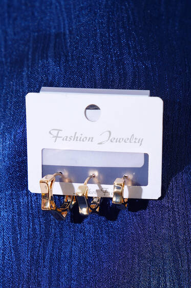 Üçlü Yıldız Küpe Seti Gold - Küpe