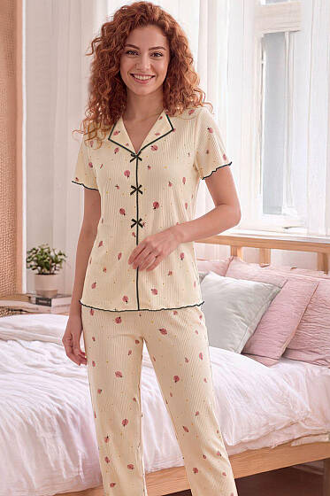 Uğur Böcekli Kısa Kollu Pijama Takımı Sarı - Pijama