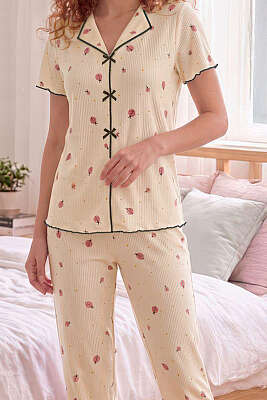 Uğur Böcekli Kısa Kollu Pijama Takımı Sarı - Pijama