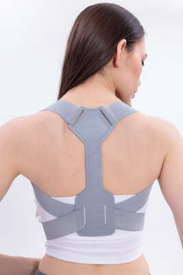 Unisex Ayarlanabilir Dik Duruş Korsesi Gri 