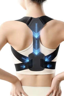 Unisex Ayarlanabilir Dik Duruş Korsesi Gri - Bel Korse