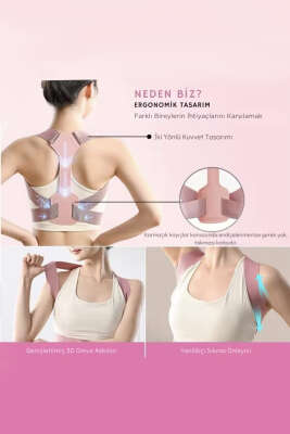 Unisex Ayarlanabilir Dik Duruş Korsesi Pudra - Bel Korse