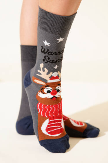 Unisex Yılbaşı Soket Çorap Asorti 12 - Soket Çorap