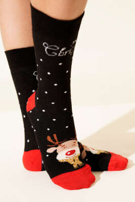 Unisex Yılbaşı Soket Çorap Asorti 2 