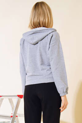 Üst Kapüşonlu Eşofman Takım Gri - Kadın Giyim Modelleri