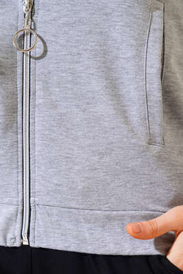 Üst Kapüşonlu Eşofman Takım Gri - Kadın Giyim Modelleri