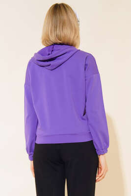Üst Kapüşonlu Eşofman Takım Mor - Kadın Giyim Modelleri