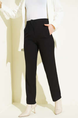 Ütü Çizgili Dar Paça Pantolon Siyah - Pantolon