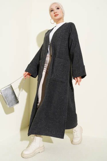 Uzun Cepli Kaşe Kap Antrasit - Dış Giyim&Mont